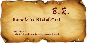 Bordás Richárd névjegykártya
